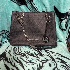 Michael Kors Black Signature Chain-Detail Shoulder Bag